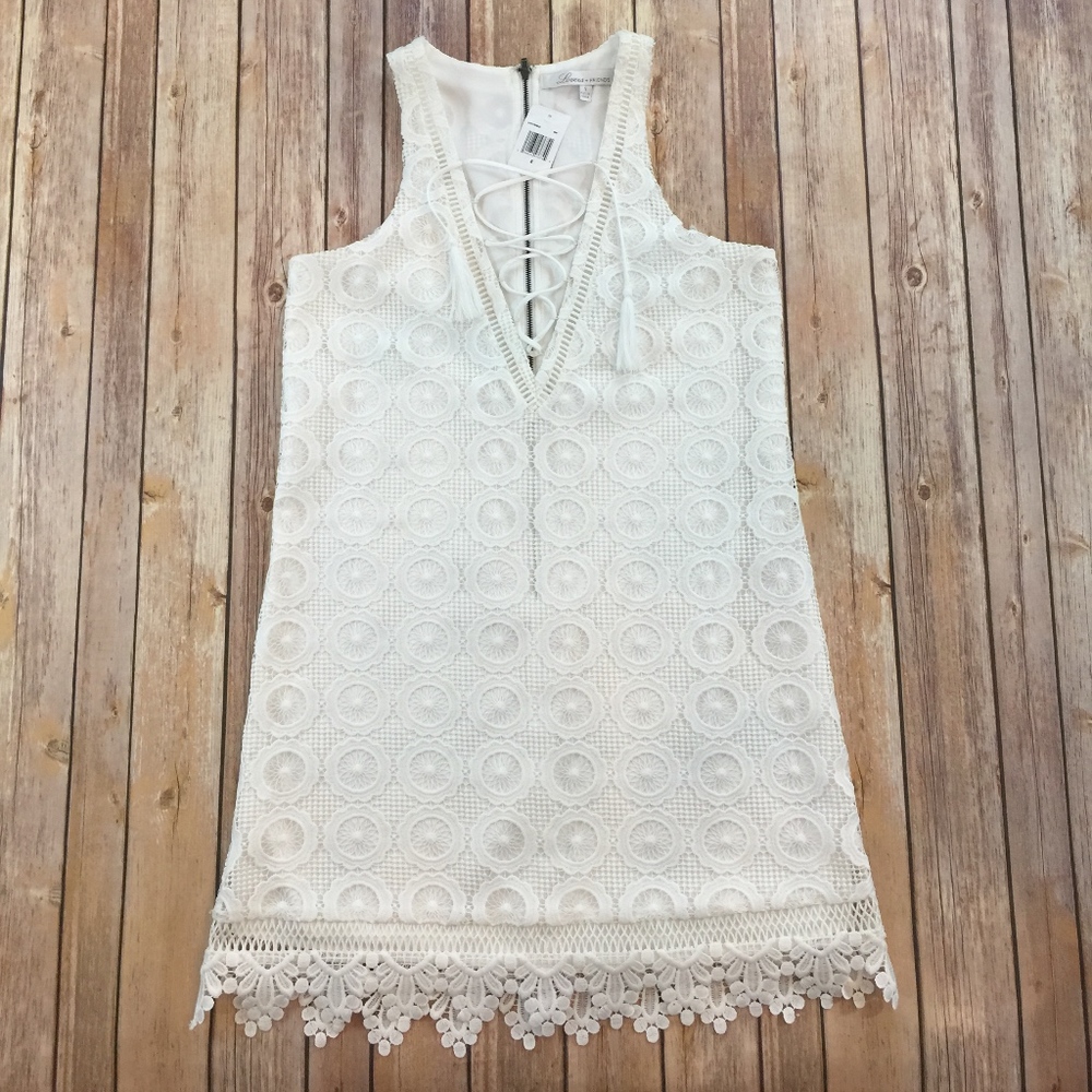 LOVERS + FRIENDS Escape Front Tassel Lace Up Dress